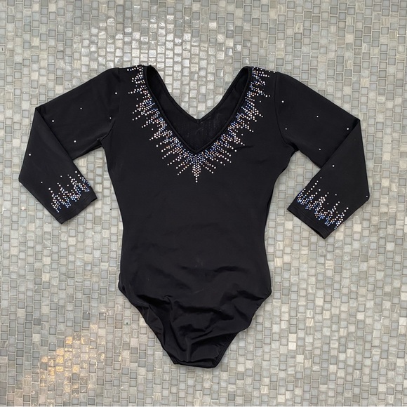 Black Leotard with blue, purple, gold and silver jewels - Picture 2 of 2